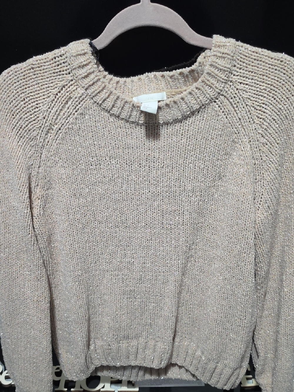 H&M Metallic-Thread Crewneck Sweater - Cream